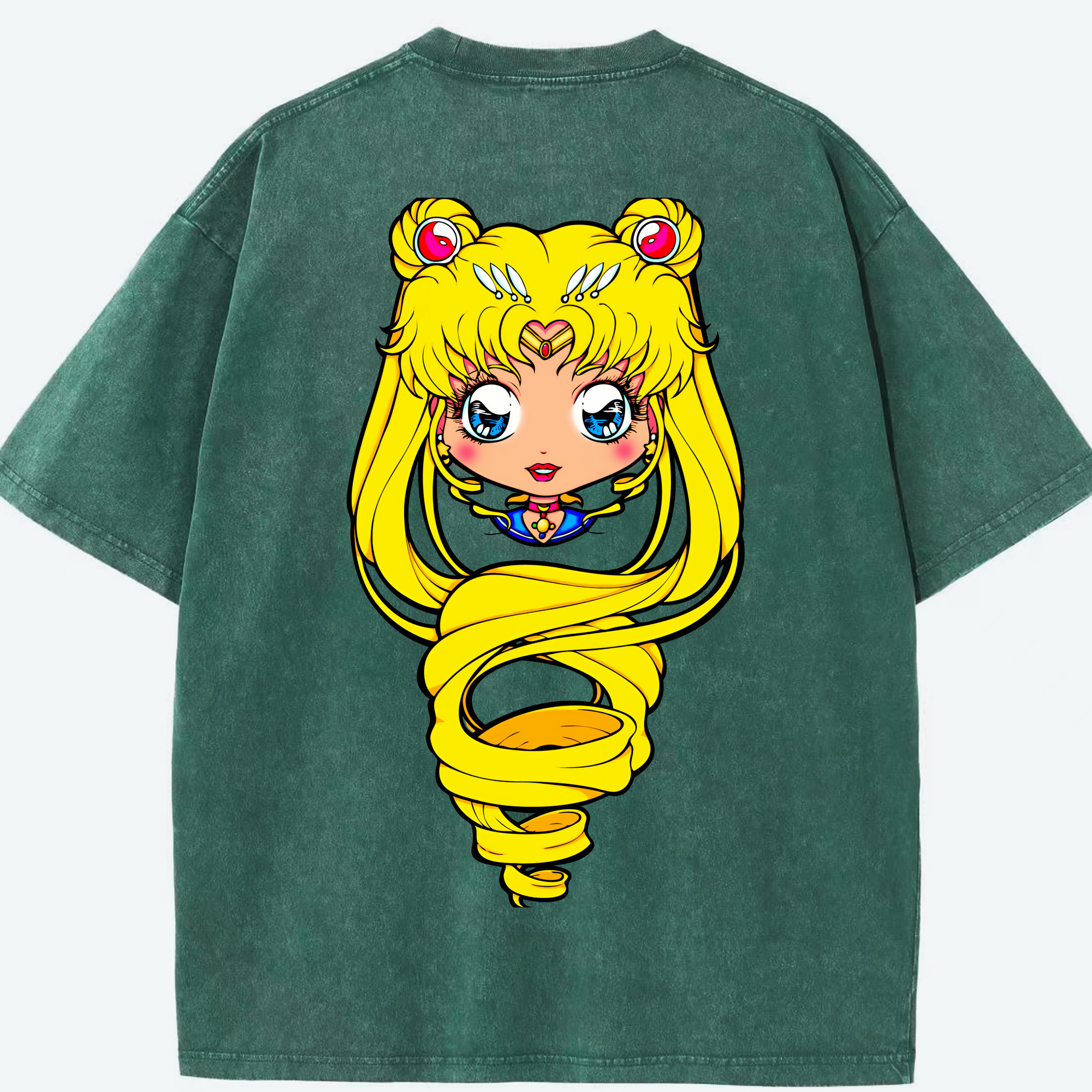 （画像用） 美少女戦士セーラームーン 月野 うさぎ つきの うさぎ Sailor Moon Tsukino Usagi 綿100% ヴィンテージ風 半袖Tシャツ（背面プリント）